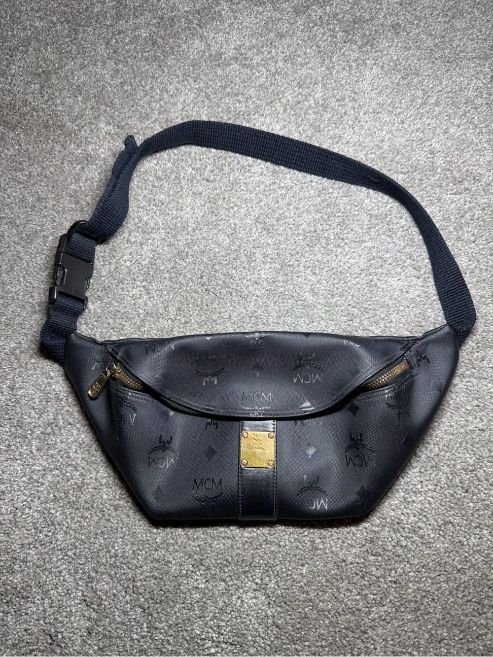 Vintage MCM Black Visetos Monogram Belt Bag Fanny Pack Patricia Cromer